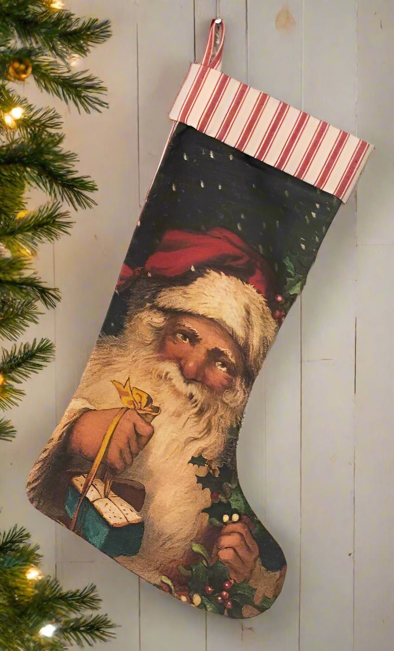 Primitive Christmas Vintage Santa Stockings 17" - The Primitive Pineapple Collection