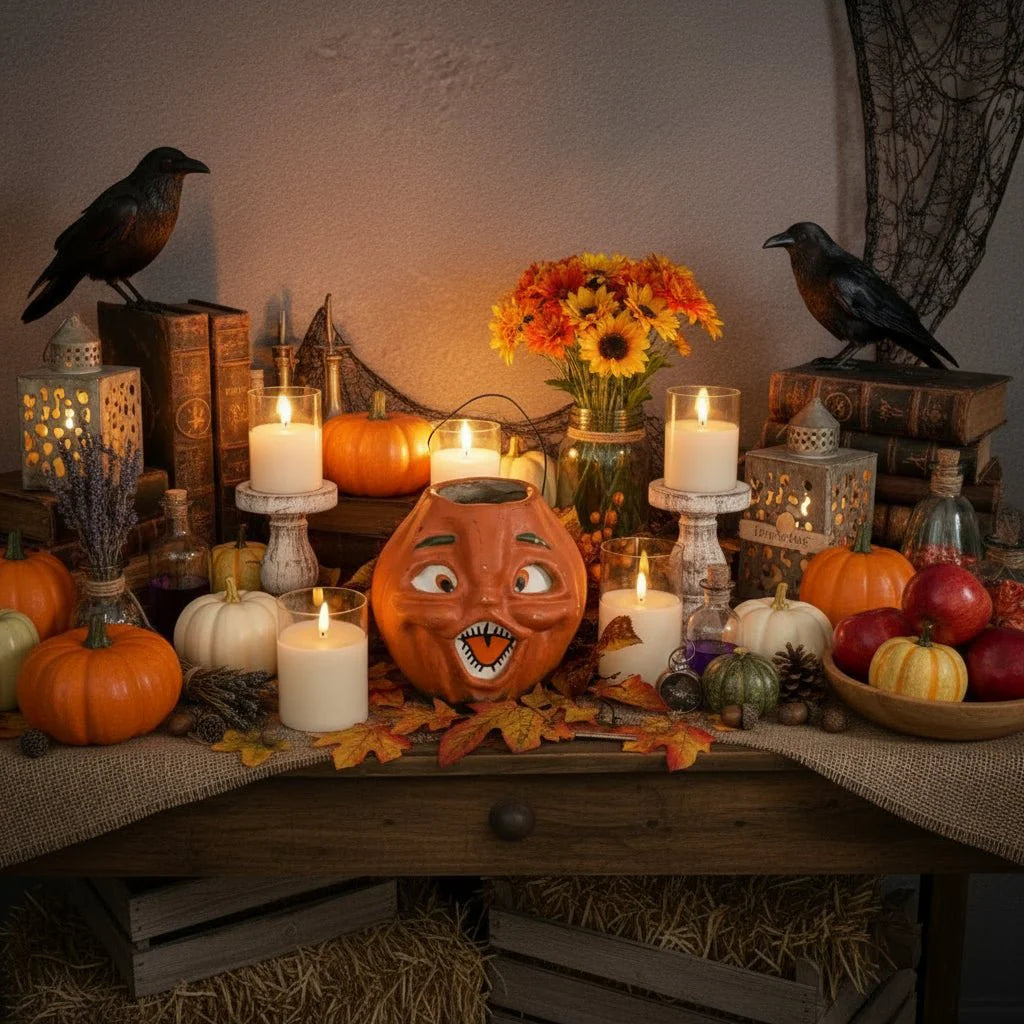 Primitive Halloween Fall Ragon House 7" Orange Jack O Lantern Choir Boy Bucket - The Primitive Pineapple Collection