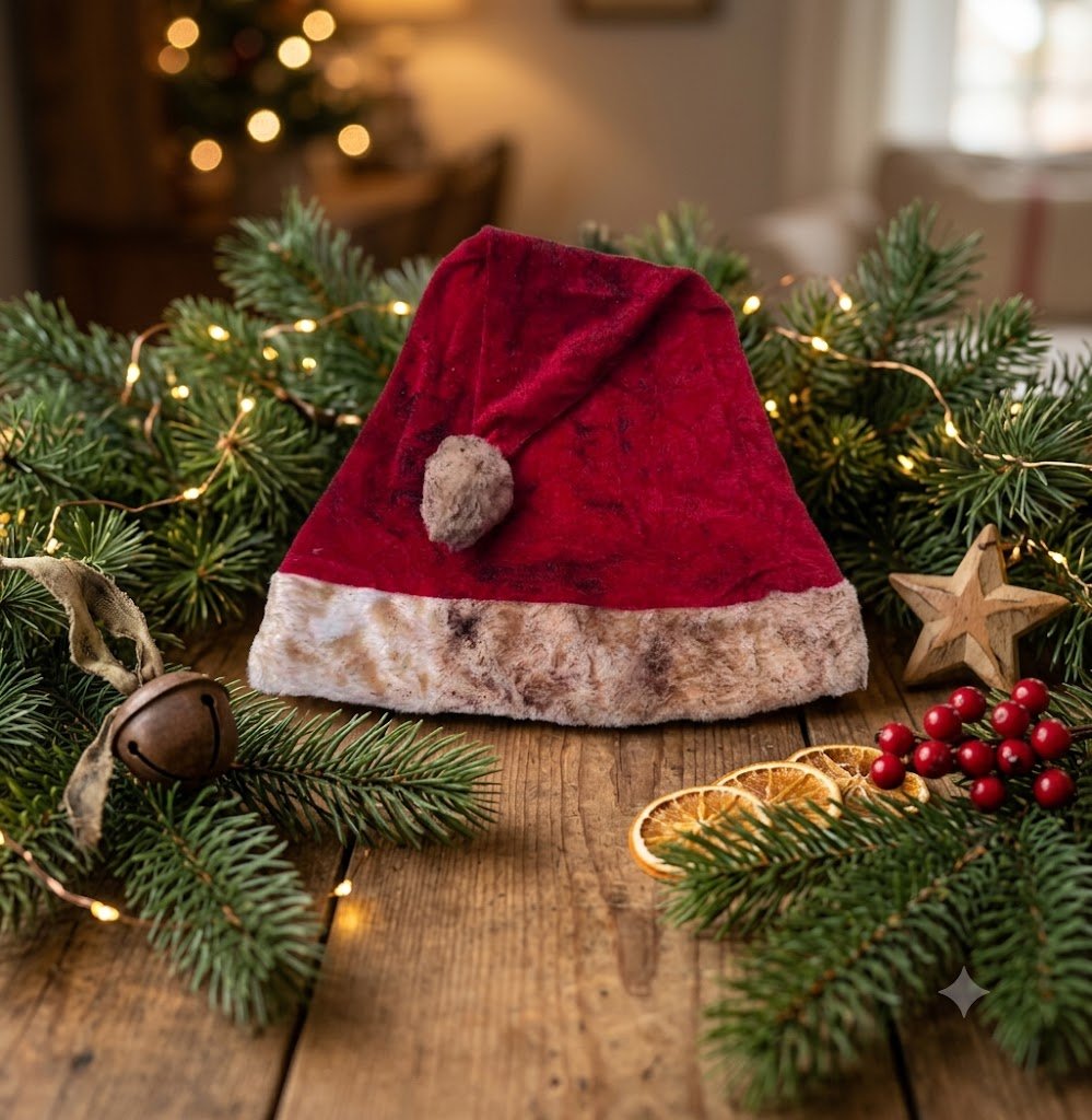 Christmas Handcrafted USA Grungy Primitive Red Santa Hat - The Primitive Pineapple Collection