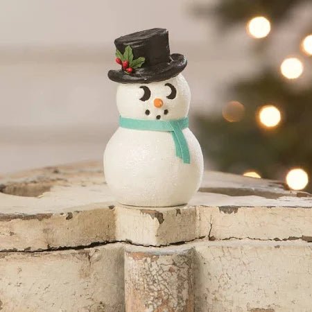 Bethany Lowe Christmas Snowman Luminary Peeking TJ2340 - The Primitive Pineapple Collection