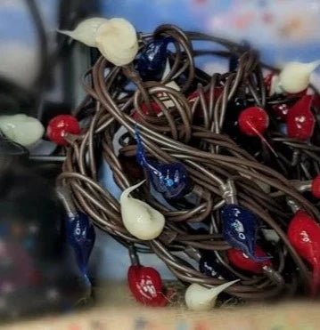 Handcrafted USA American Patriotic Teeny 20 Ct. Rice String Light Red/White/Blue - The Primitive Pineapple Collection
