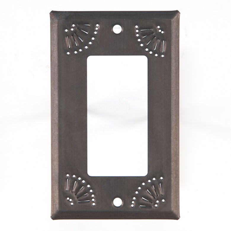Primitive Colonial Handcrafted Punch Tin Rocker Switch Cover with Chisel Design - The Primitive Pineapple Collection