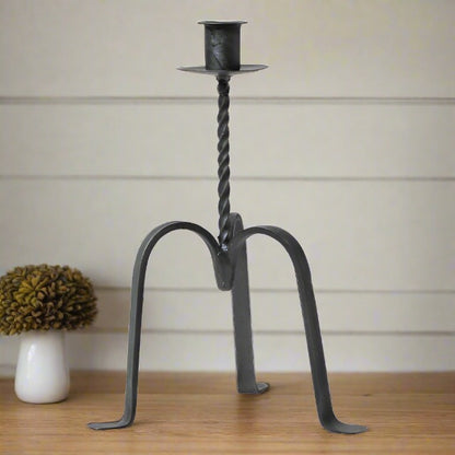 Primitive Single Taper Wrought Iron Candle Holder
