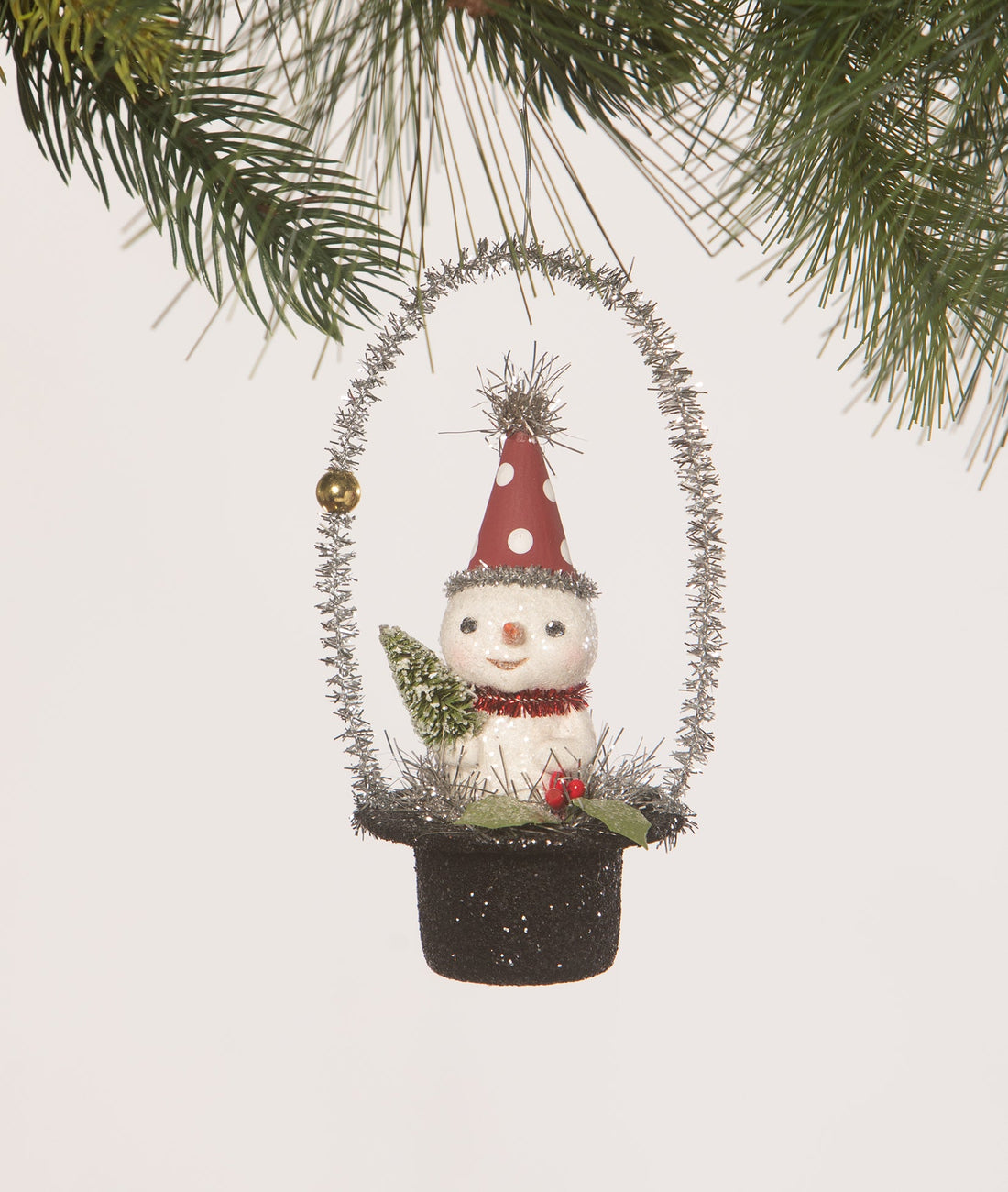 Bethany Lowe Christmas Snowman in Top Hat Ornament MA2085