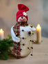 Primitive/Country Handmade Red Deck the Halls 8.75" Snowman w/ Christmas Lights - The Primitive Pineapple Collection