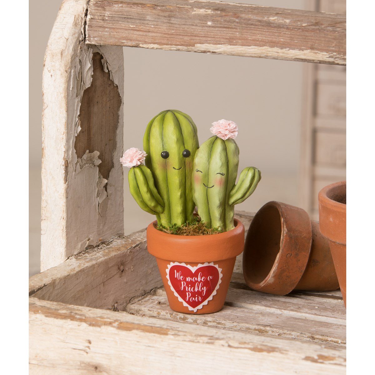 Bethany Lowe Valentine Prickly Pair Cacti TD1126 Retired - The Primitive Pineapple Collection