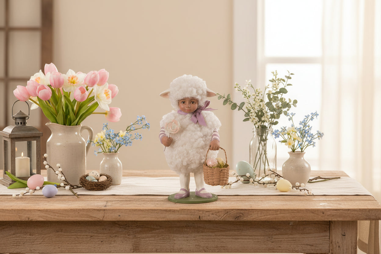 Bethany Lowe Easter Springtime Little Molly Lamb TD1136 - The Primitive Pineapple Collection