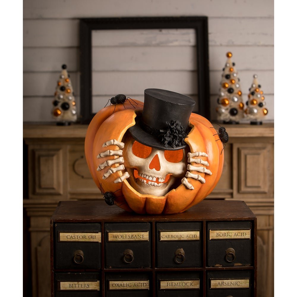 2024 Bethany Lowe Halloween Peek - A - Boo Skelly in Pumpkin TD3135 - The Primitive Pineapple Collection
