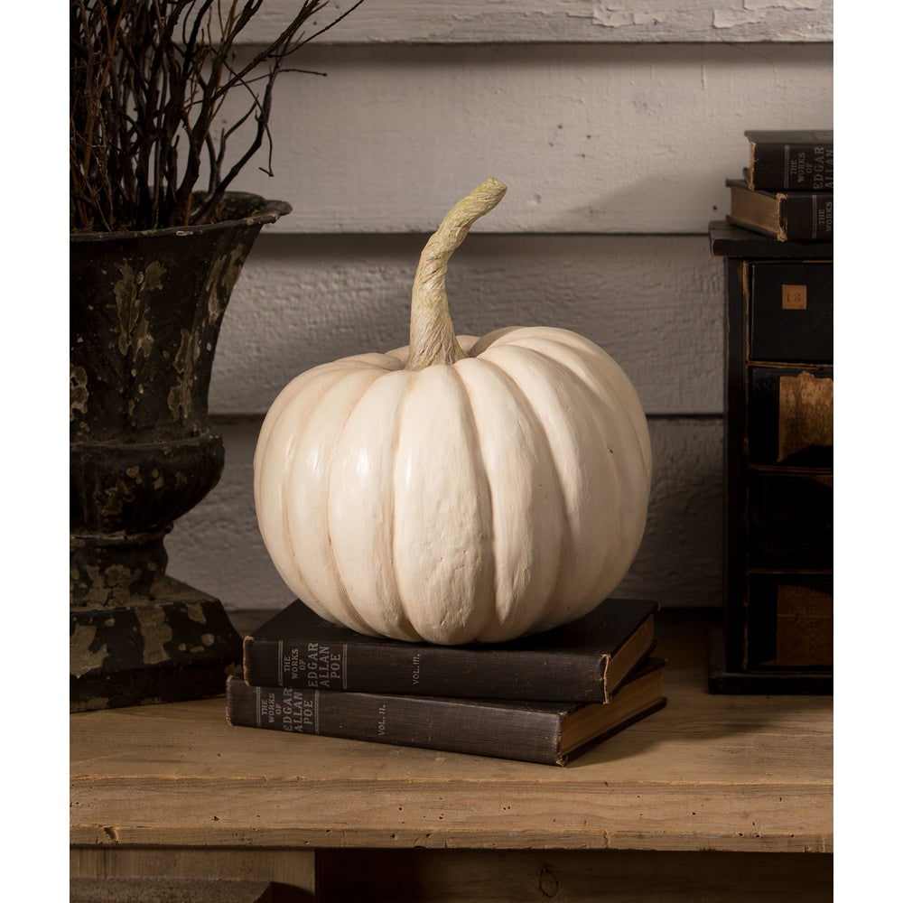 Bethany Lowe Halloween Peek - a - Boo Pumpkin White TD3138 - The Primitive Pineapple Collection