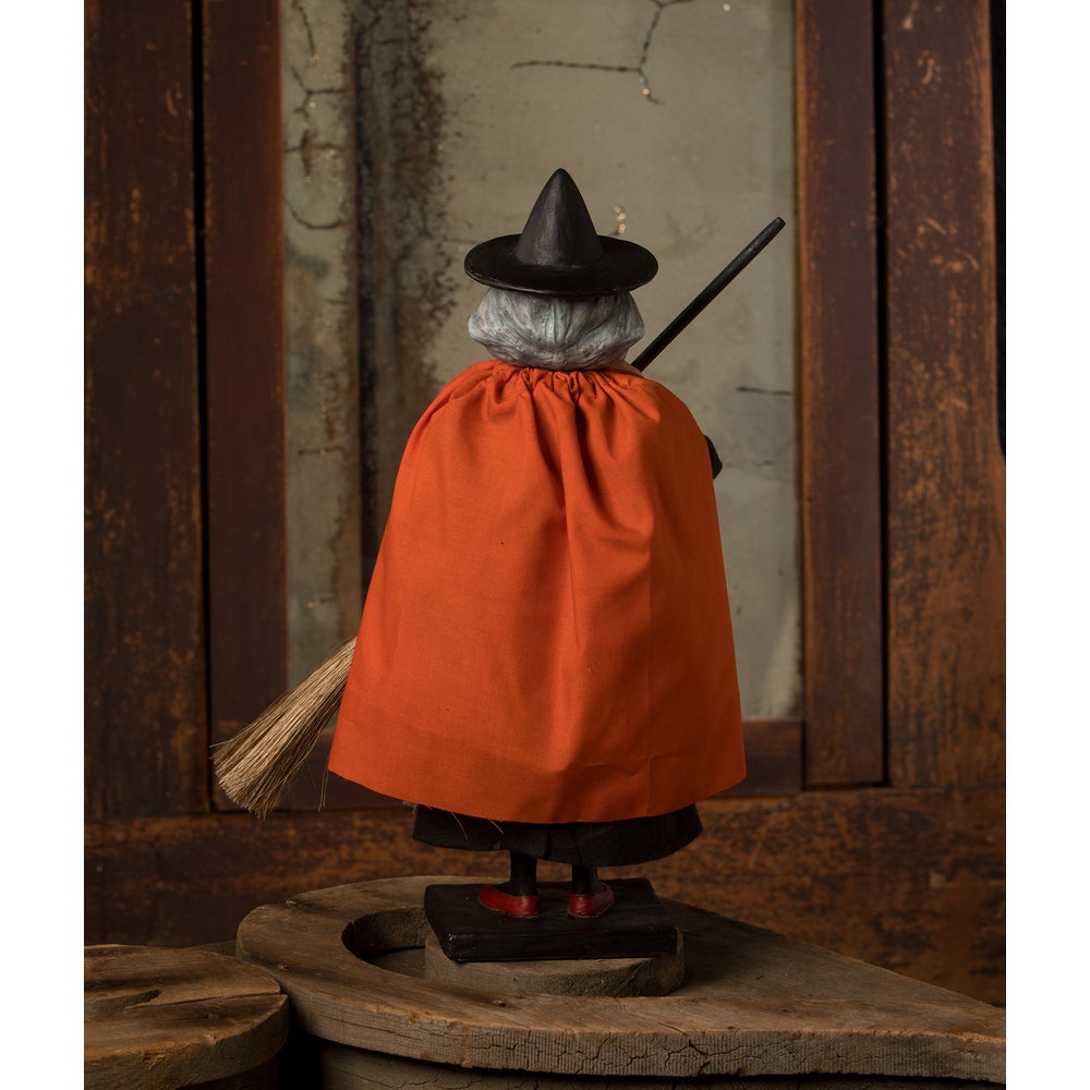 Bethany Lowe Halloween Vintage Witch with Broom Container TD3155 - The Primitive Pineapple Collection