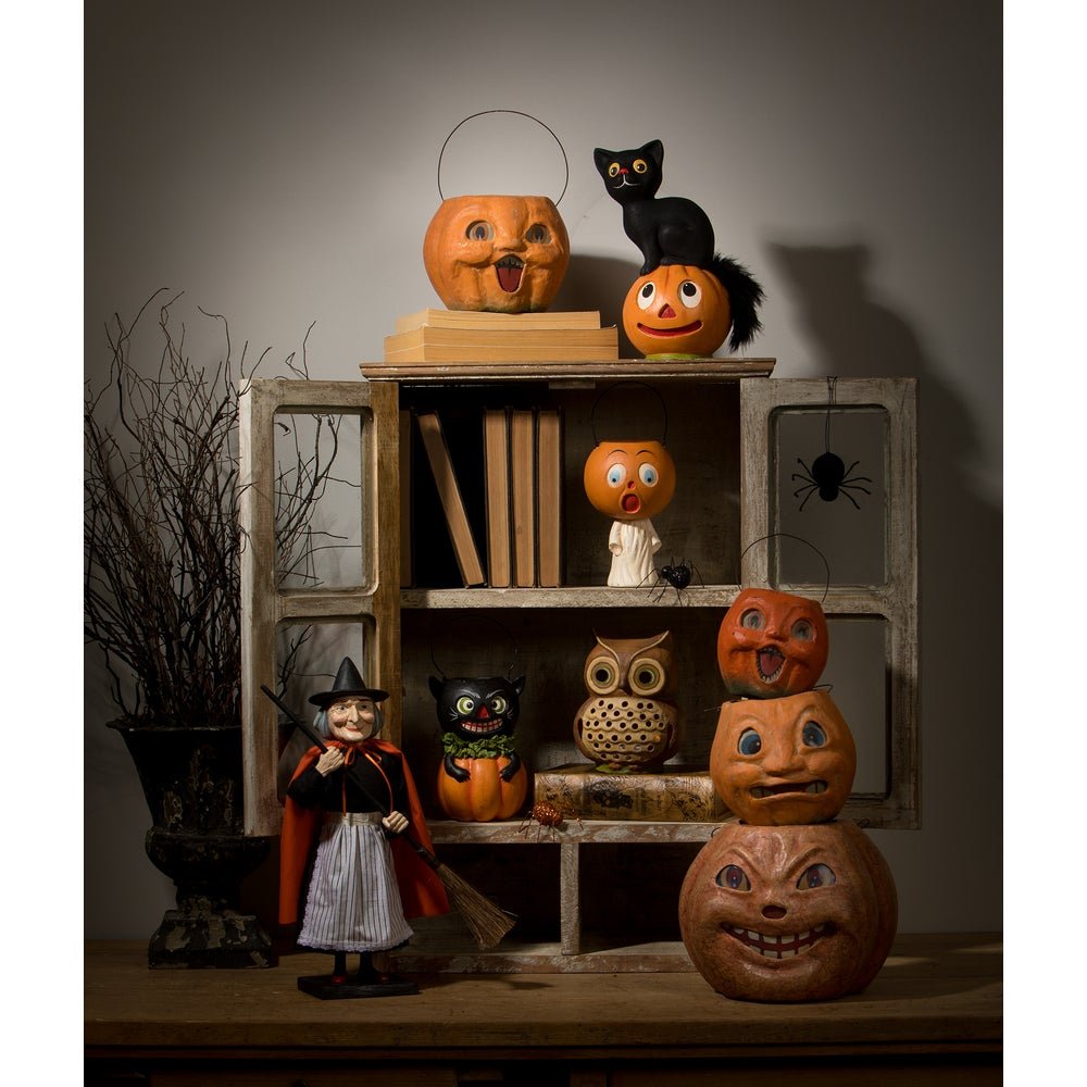 Bethany Lowe Halloween Vintage Witch with Broom Container TD3155 - The Primitive Pineapple Collection