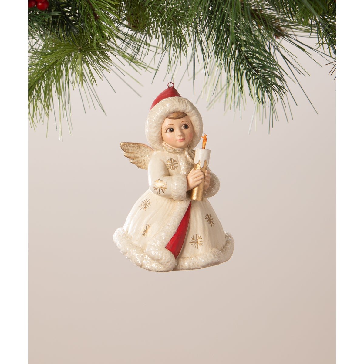 Bethany Lowe Christmas Angel Holding Candle Ornament TD3171 - The Primitive Pineapple Collection