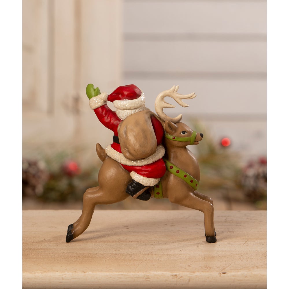Bethany Lowe Christmas Retro Santa Riding Reindeer TD3174 - The Primitive Pineapple Collection