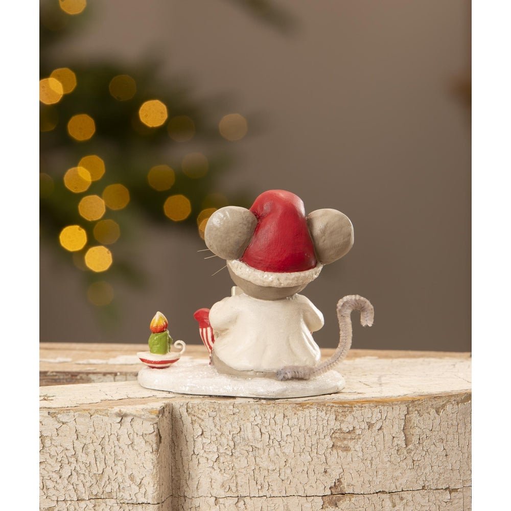 Bethany Lowe Christmas Manny Mouse with Candle TD3182 - The Primitive Pineapple Collection