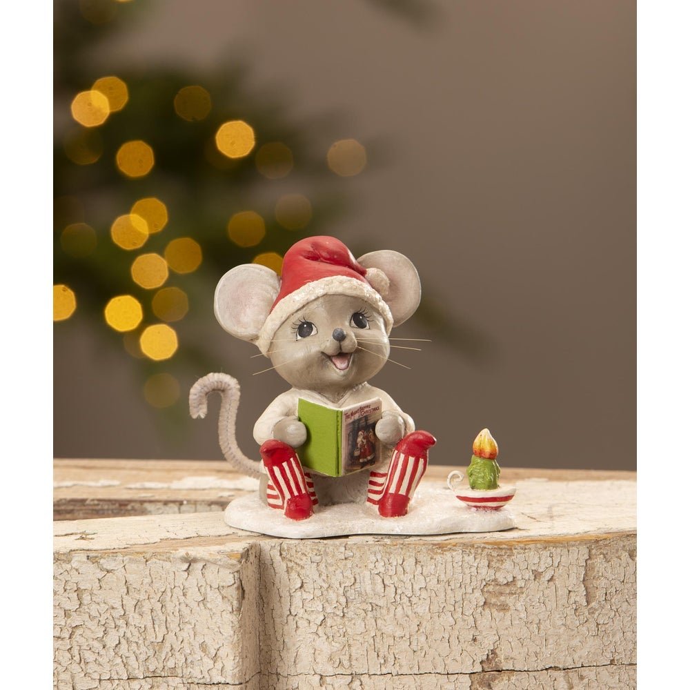 Bethany Lowe Christmas Manny Mouse with Candle TD3182 - The Primitive Pineapple Collection