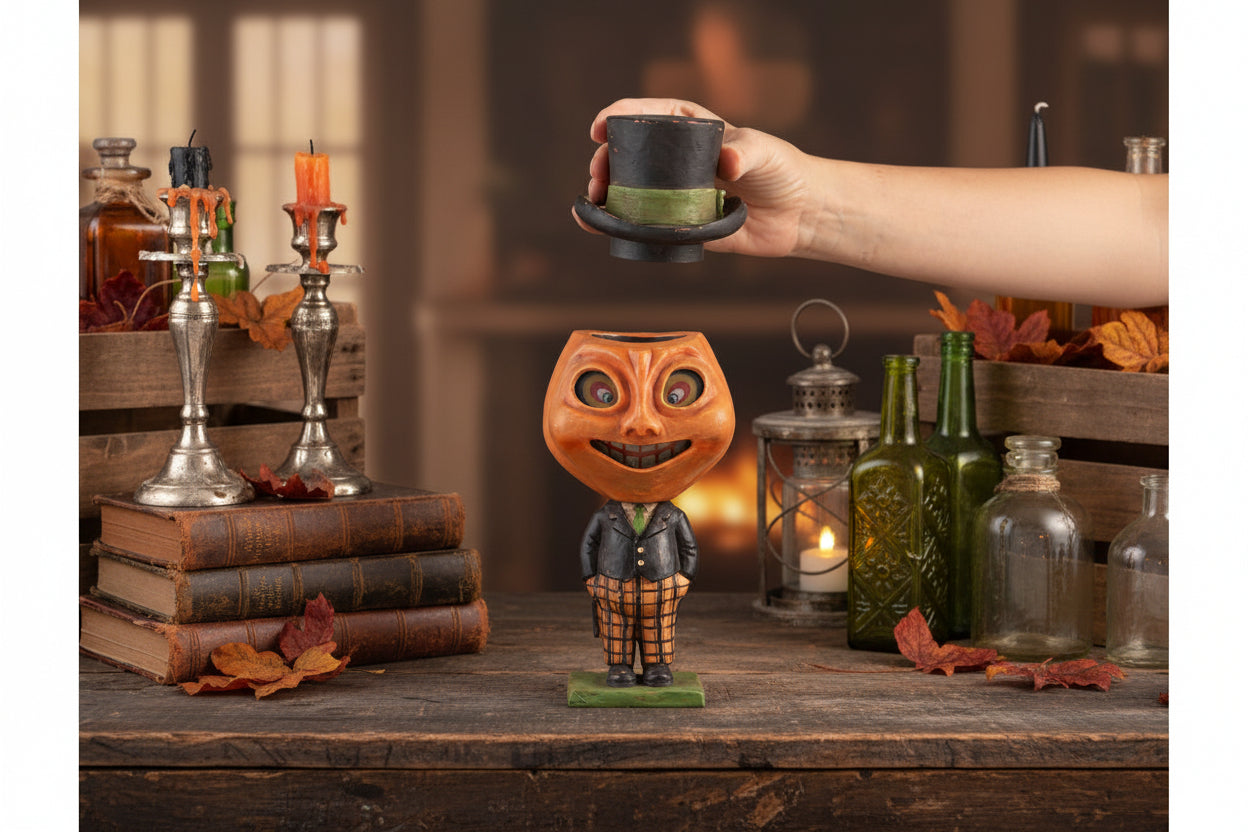 Bethany Lowe Halloween Dashing Peter Pumpkinhead TD4151 - The Primitive Pineapple Collection