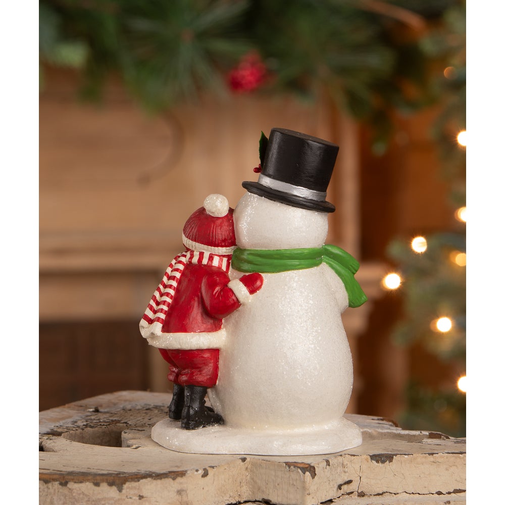 Bethany Lowe Christmas Child Hugging Snowman TD4173 - The Primitive Pineapple Collection