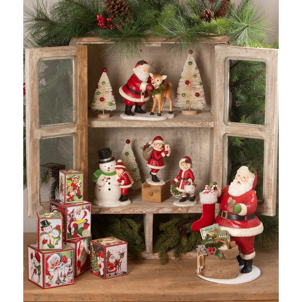 Bethany Lowe Christmas Child Hugging Snowman TD4173 - The Primitive Pineapple Collection