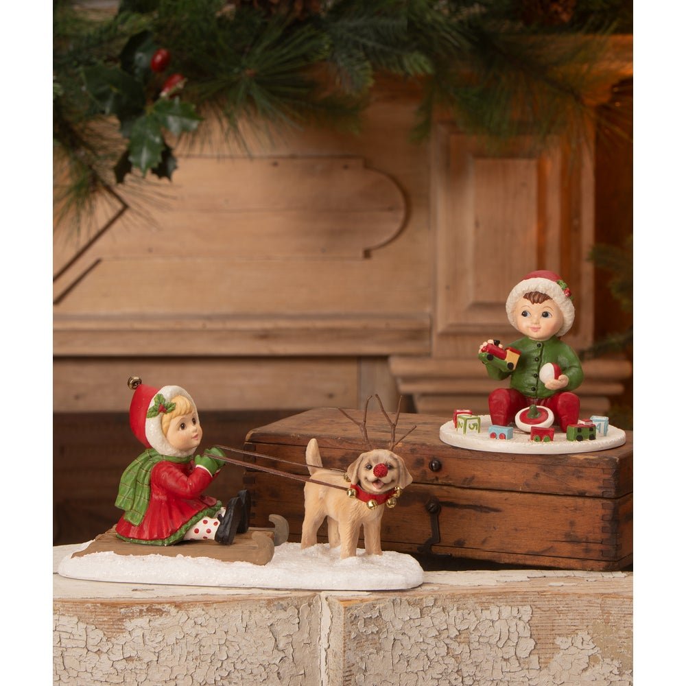 Bethany Lowe Christmas Clare with Puppy TD4192 - The Primitive Pineapple Collection