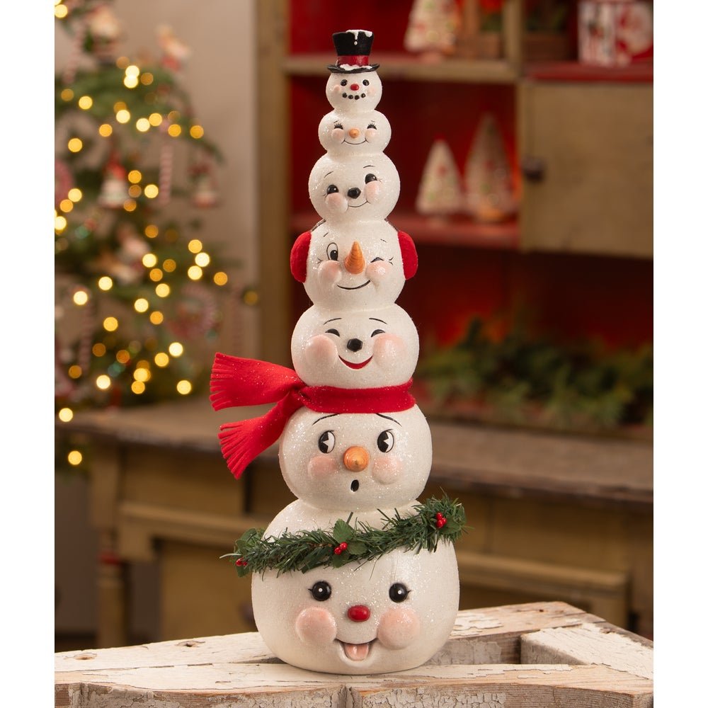 Bethany Lowe Christmas Happy Snowman Stack TD4194 - The Primitive Pineapple Collection