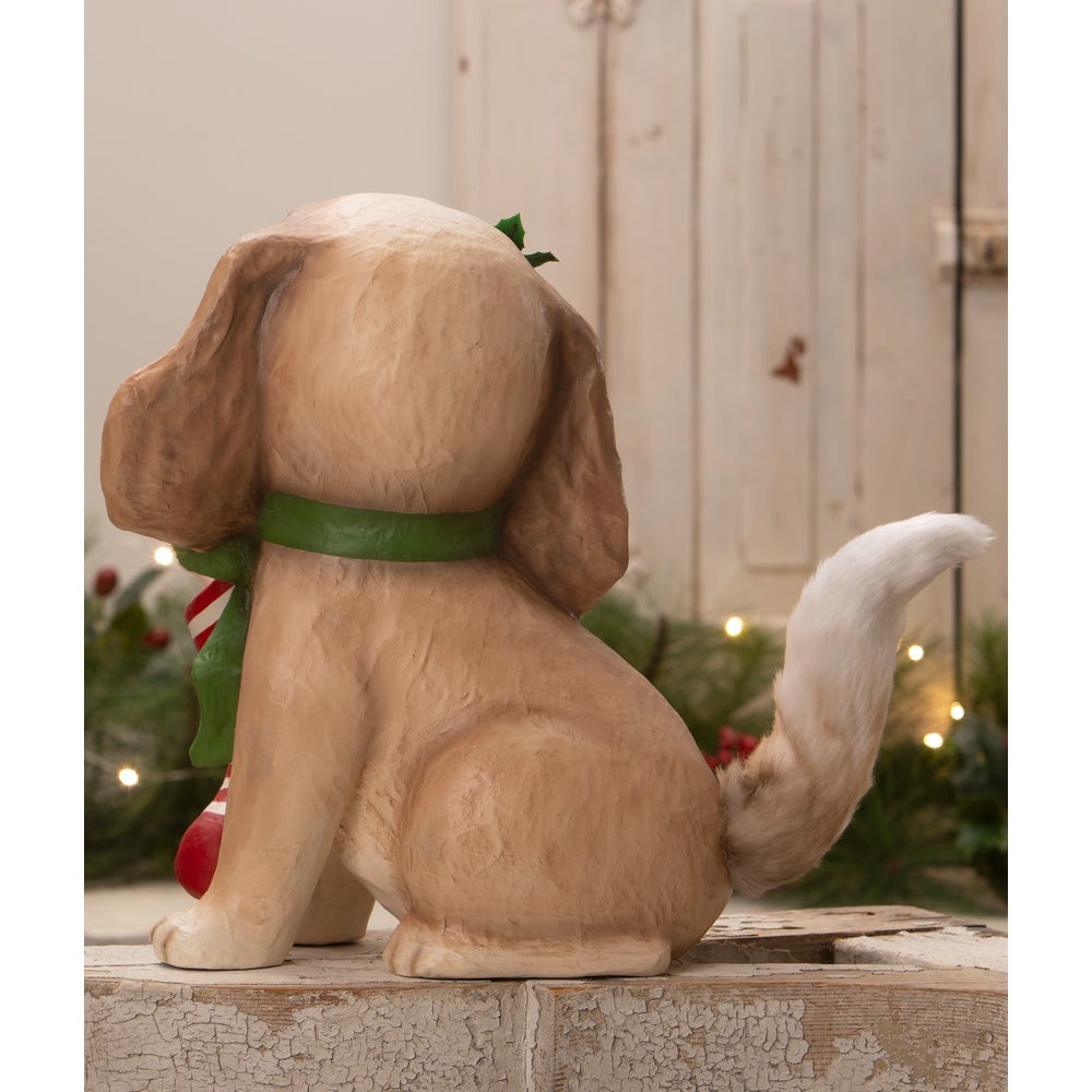 Bethany Lowe Christmas Frankie Puppy with Stocking TD4198 - The Primitive Pineapple Collection