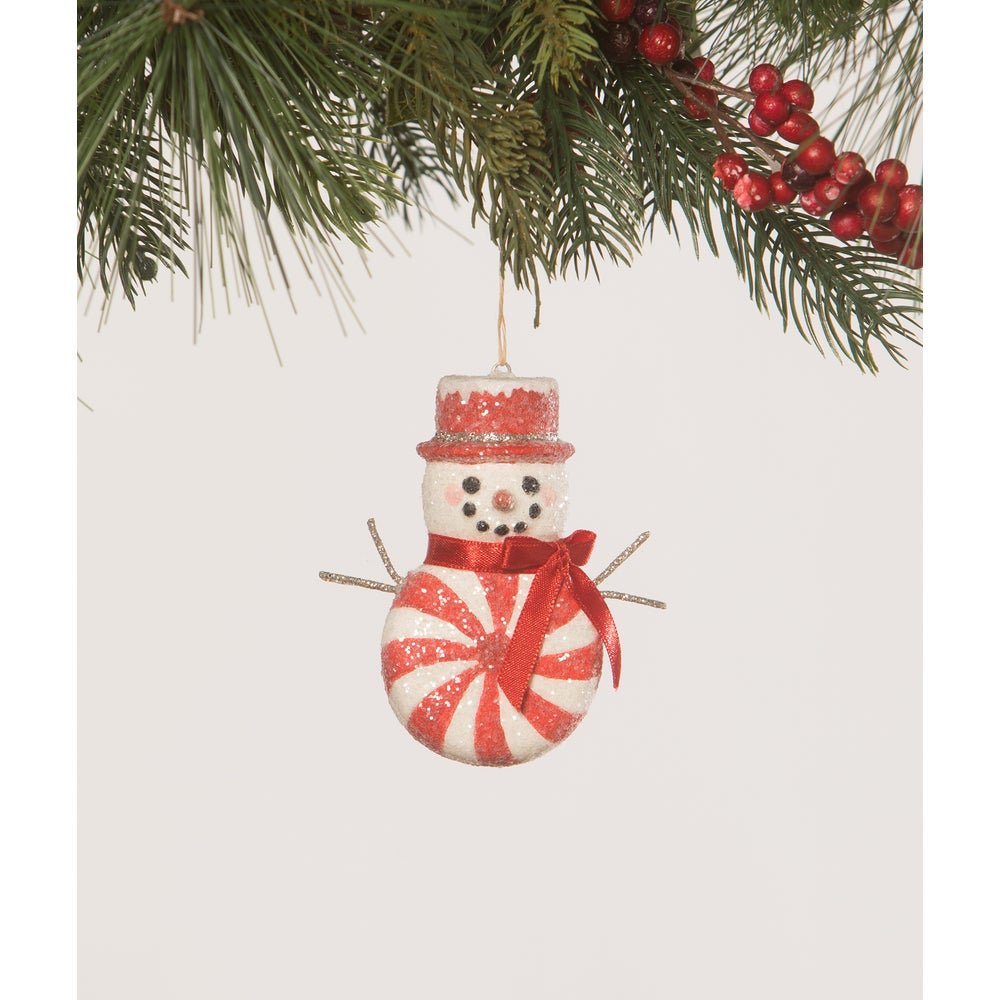 Bethany Lowe Christmas Red Peppermint Snowman Ornament TF2287 - The Primitive Pineapple Collection