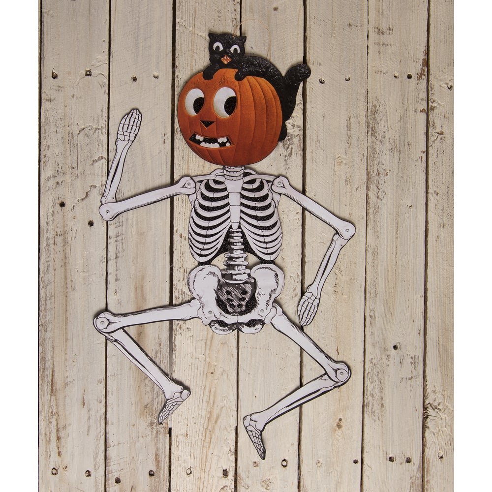 Bethany Lowe Halloween Jack & Cat Hanging Skeleton TF3255 - The Primitive Pineapple Collection