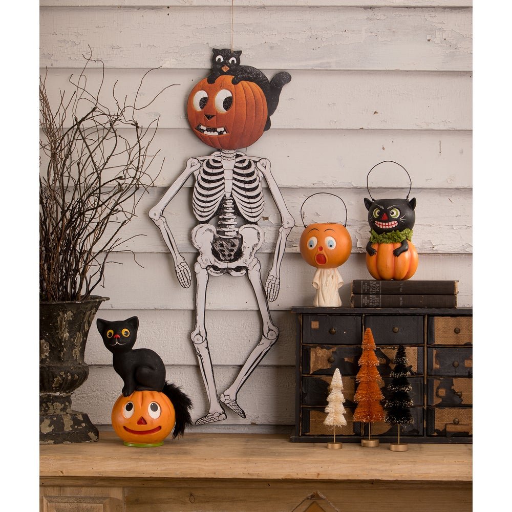 Bethany Lowe Halloween Jack & Cat Hanging Skeleton TF3255 - The Primitive Pineapple Collection