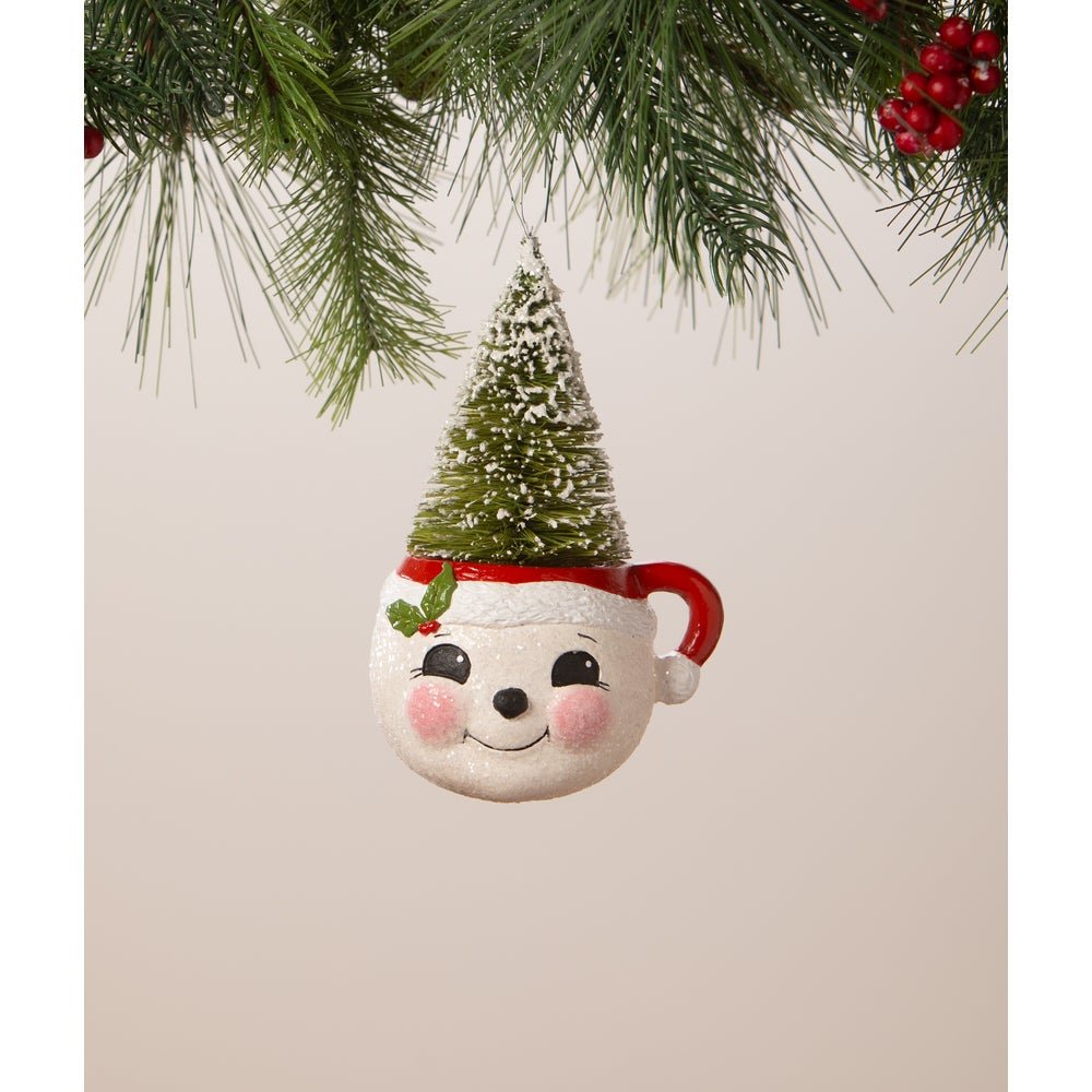 Bethany Lowe Christmas Snowman Mug with Tree Ornament TF3273 - The Primitive Pineapple Collection