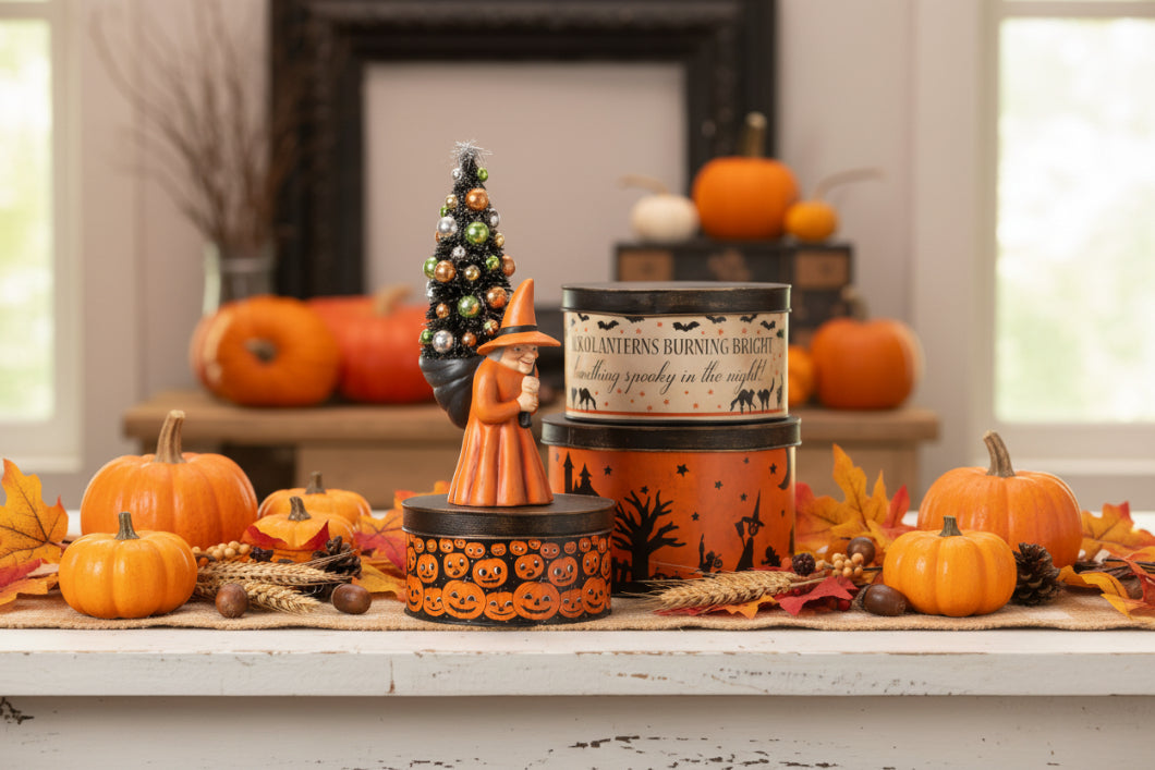 Bethany Lowe Halloween Vintage Tins 3 pc TF4245 - The Primitive Pineapple Collection