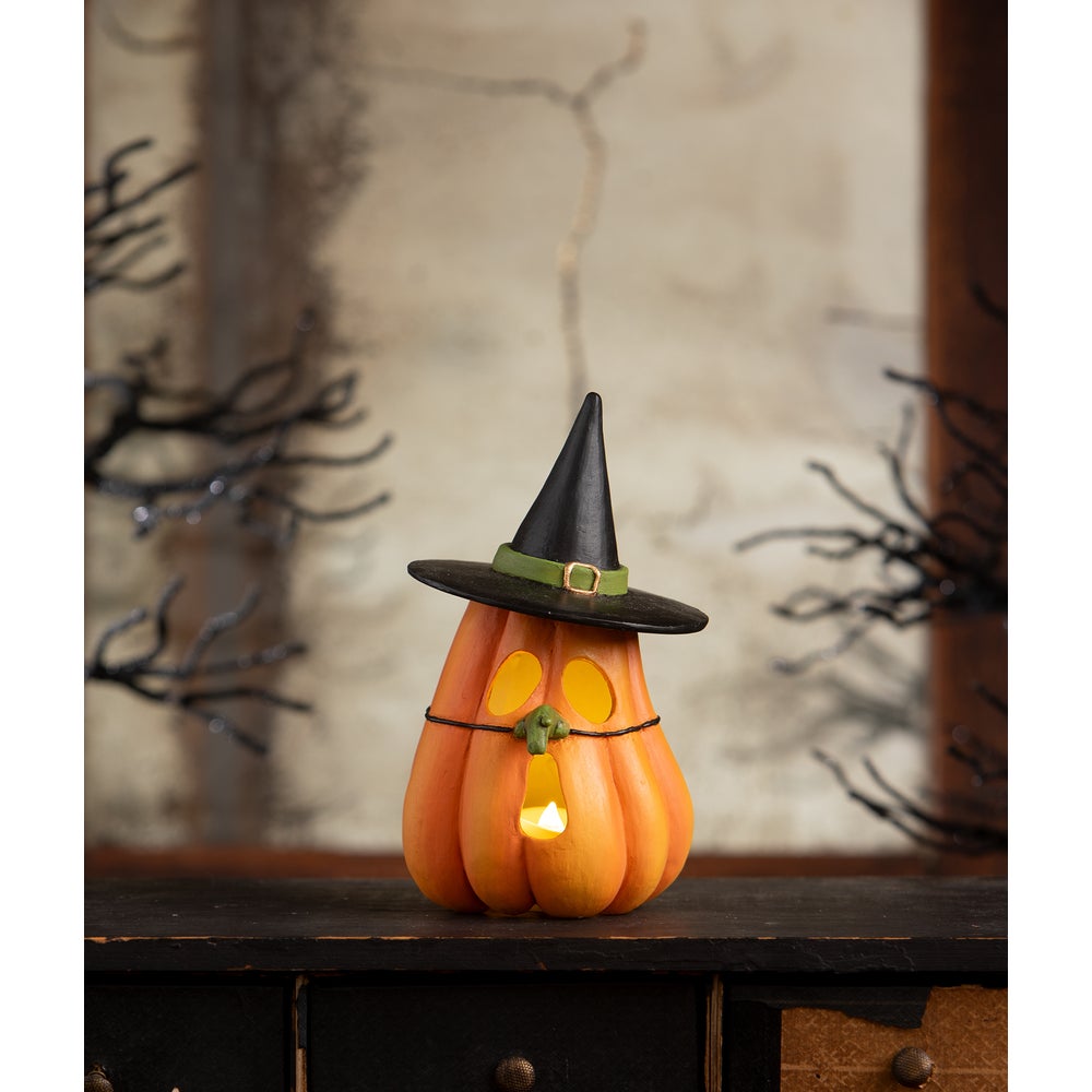 Bethany Lowe Halloween Pumpkin Witch Luminary TF4247 - The Primitive Pineapple Collection