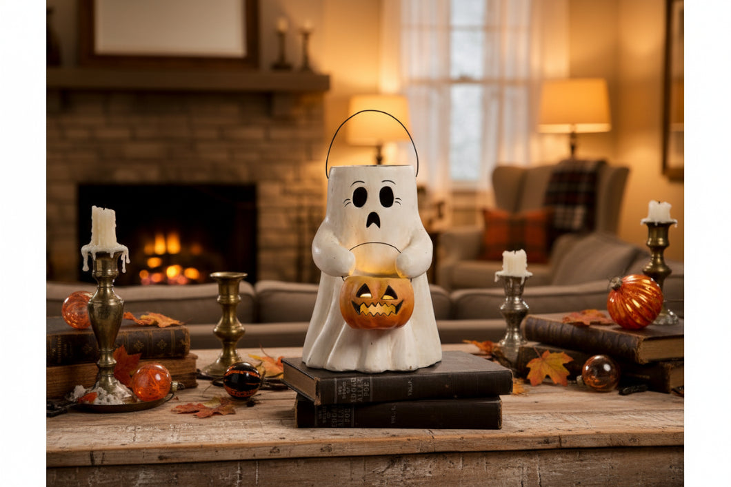 Bethany Lowe Halloween Scary Boo With Pumpkin Bucket TJ2311 - The Primitive Pineapple Collection