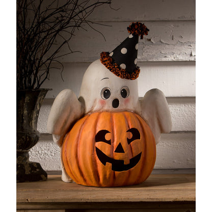 Bethany Lowe Halloween Boo Ghost Jack-O-Lantern Luminary TJ3304