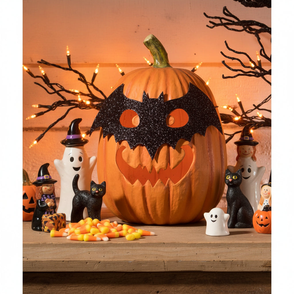 Bethany Lowe Halloween Bat Masquerade Pumpkin TJ3306 - The Primitive Pineapple Collection