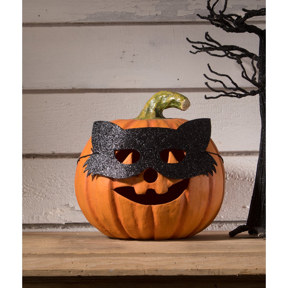 Bethany Lowe Halloween Cat Masquerade Pumpkin TJ3307 - The Primitive Pineapple Collection