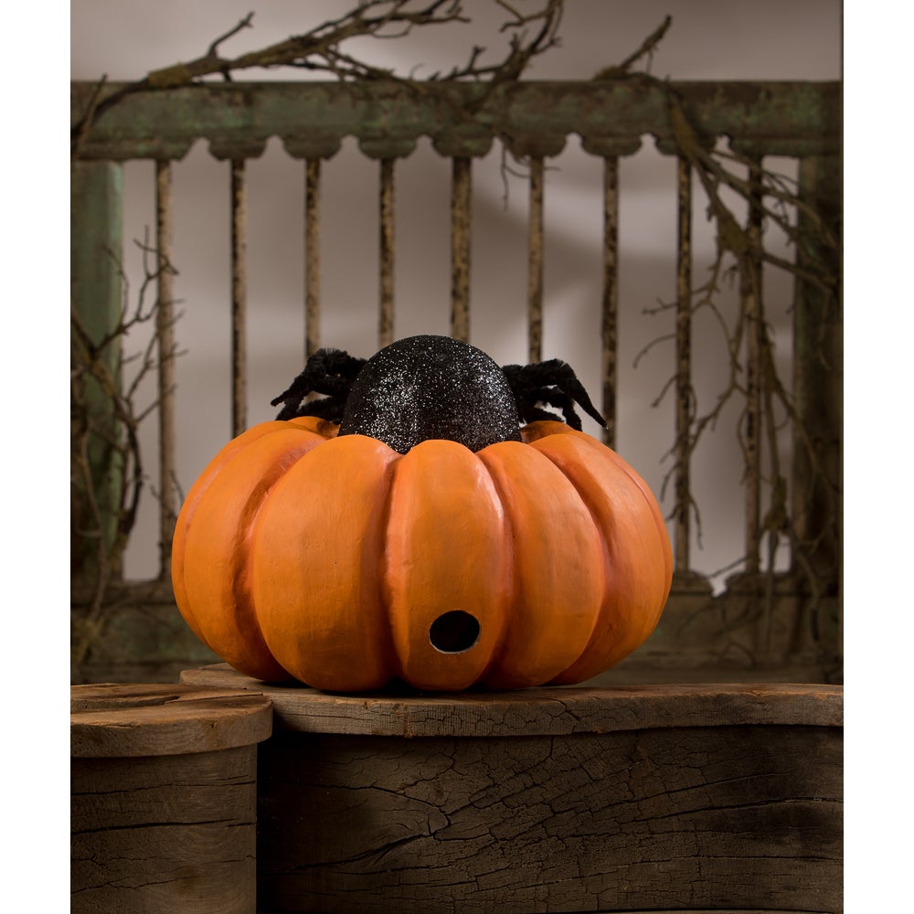 Bethany Lowe Halloween Spider on Pumpkin JOL TJ3309 - The Primitive Pineapple Collection
