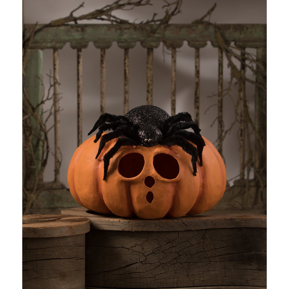 Bethany Lowe Halloween Spider on Pumpkin JOL TJ3309 - The Primitive Pineapple Collection