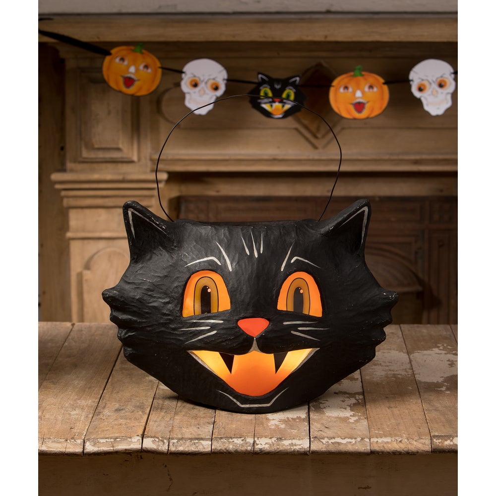 Bethany Lowe Halloween 17&quot; Mr. Cool Cat Bucket TJ3310