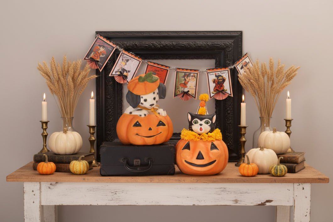 Bethany Lowe Halloween Poppy Puppy in Pumpkin TJ4304 - The Primitive Pineapple Collection