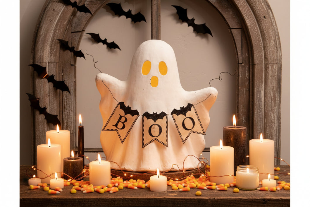 Bethany Lowe Halloween Ghost with Boo Garland TJ4306 - The Primitive Pineapple Collection
