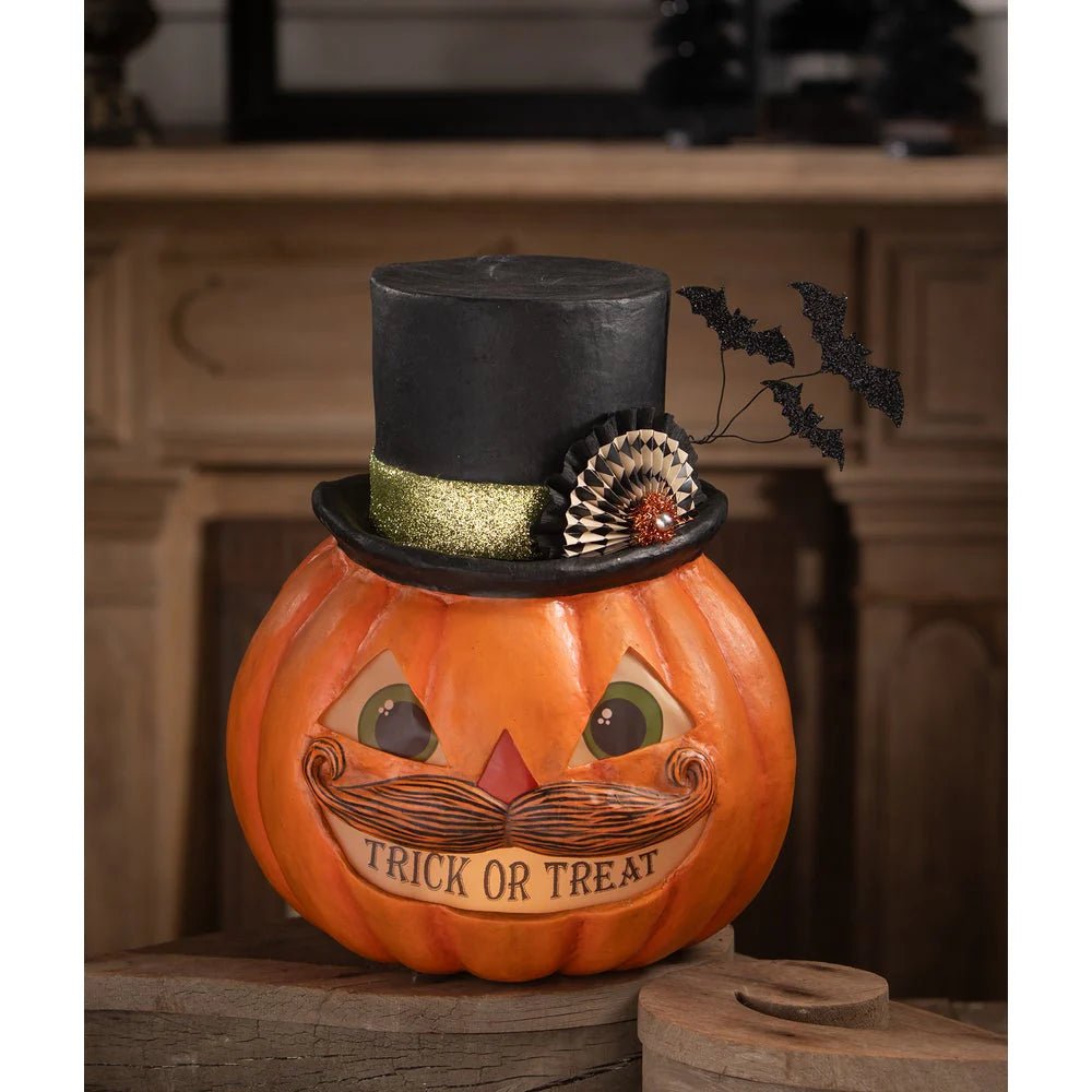 Bethany Lowe Halloween Trick or Treat Pumpkin Stache TJ4308 - The Primitive Pineapple Collection