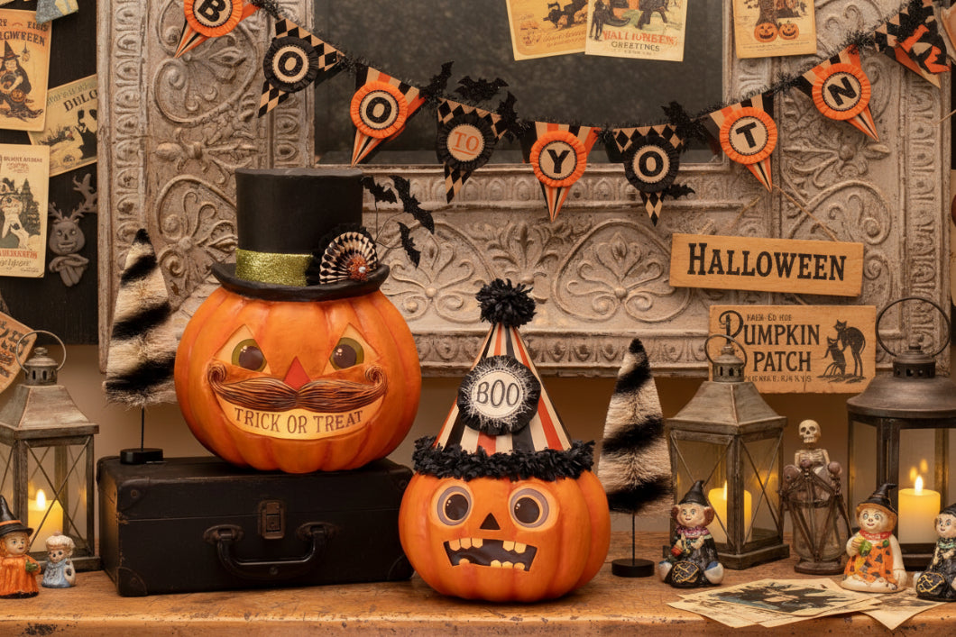 Bethany Lowe Halloween Boo Party Pumpkin TJ4307 - The Primitive Pineapple Collection