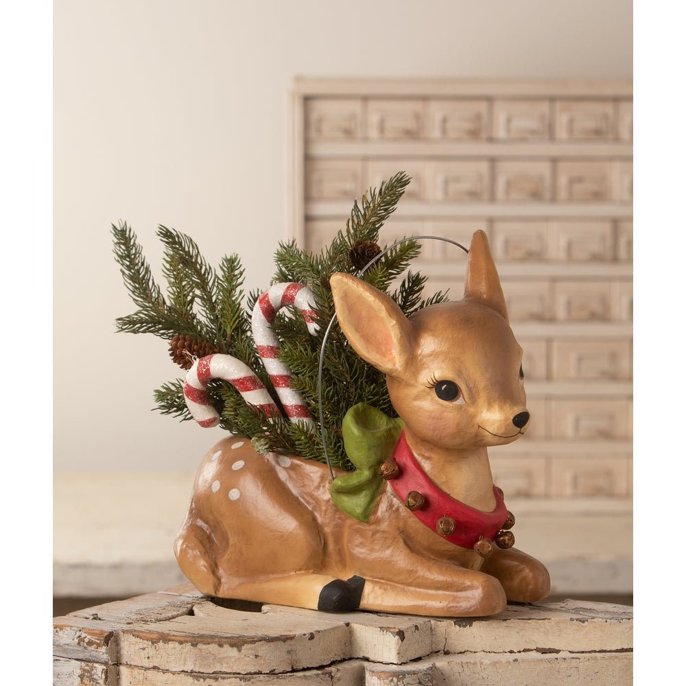 Bethany Lowe Christmas Jingle Bell Reindeer Bucket TJ4315 - The Primitive Pineapple Collection