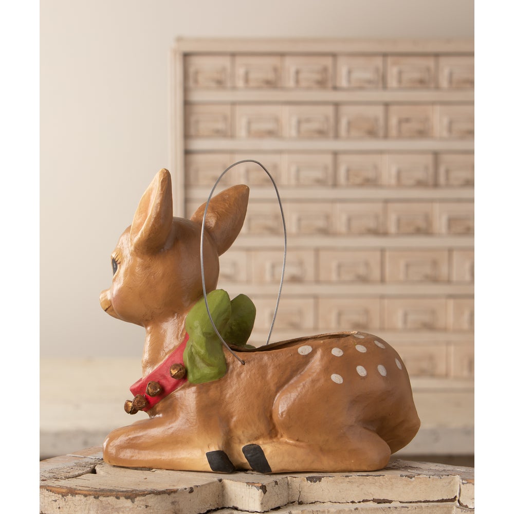 Bethany Lowe Christmas Jingle Bell Reindeer Bucket TJ4315 - The Primitive Pineapple Collection