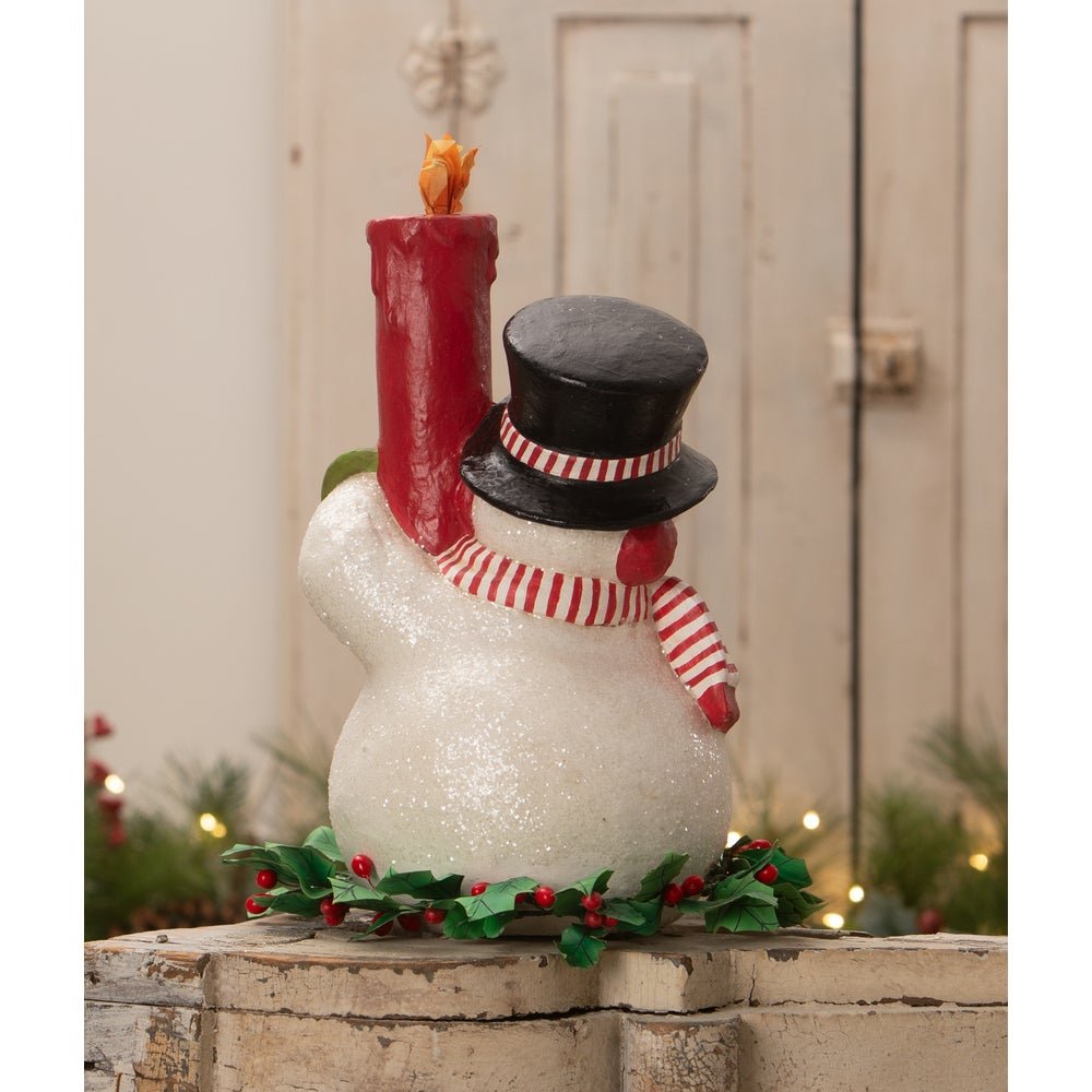 Bethany Lowe Christmas Holly Berry Snowman and Candle TJ4321 - The Primitive Pineapple Collection