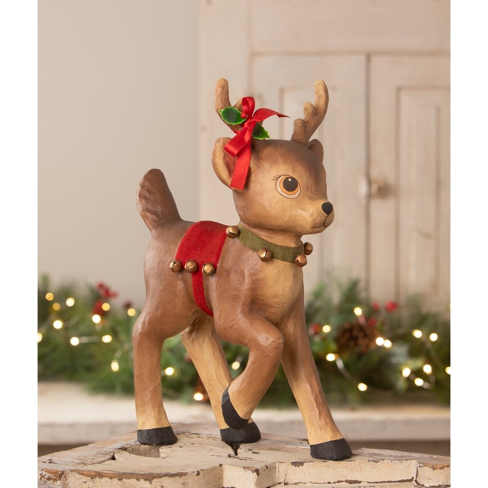 Bethany Lowe Christmas Retro Reindeer w/ Bells TJ6251 - The Primitive Pineapple Collection