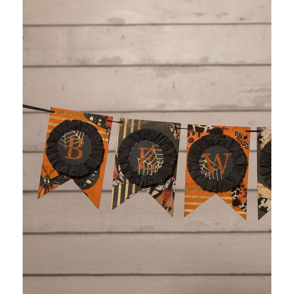 Bethany Lowe Halloween Beware Moth Garland TL2352 - The Primitive Pineapple Collection