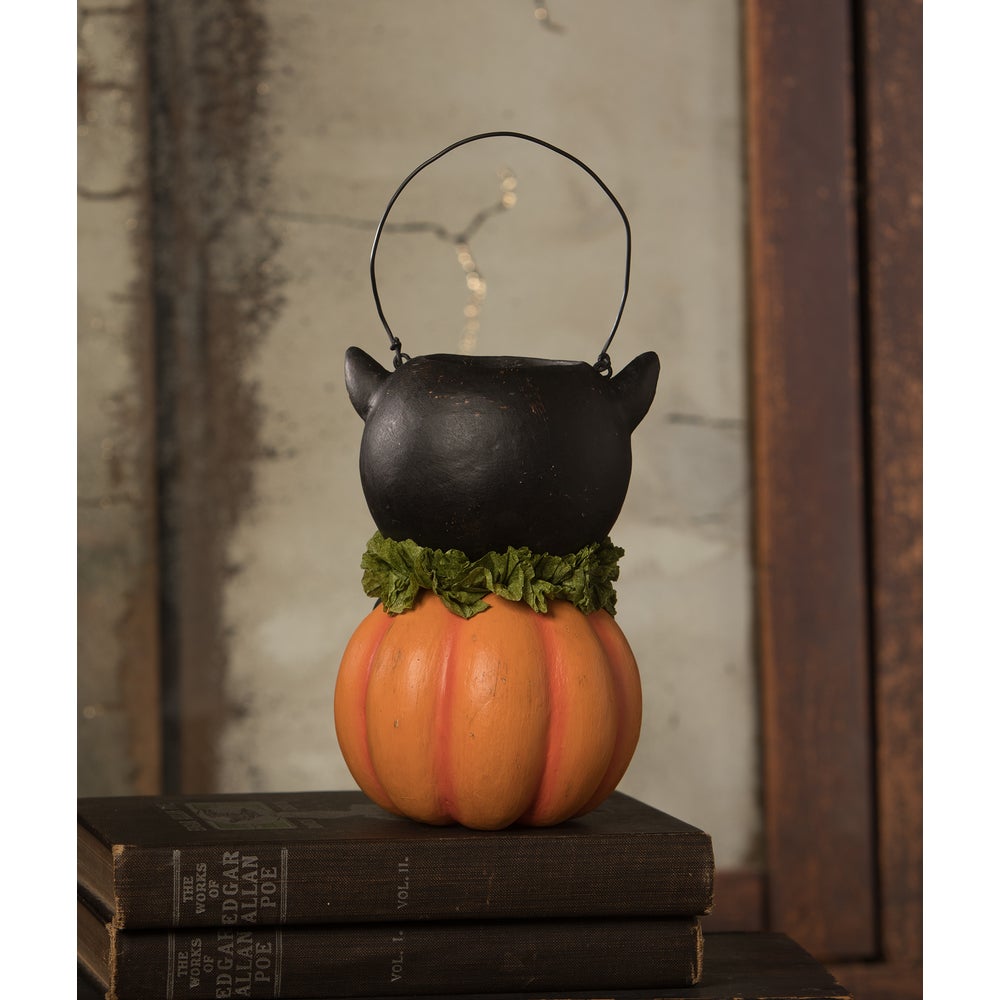 Bethany Lowe Halloween Vintage Black Cat in Pumpkin TL3359 - The Primitive Pineapple Collection