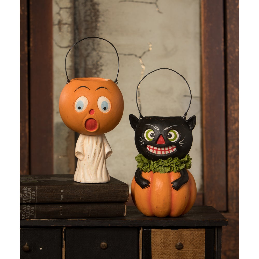 Bethany Lowe Halloween Vintage Scared Pumpkin Ghost TL3360 - The Primitive Pineapple Collection