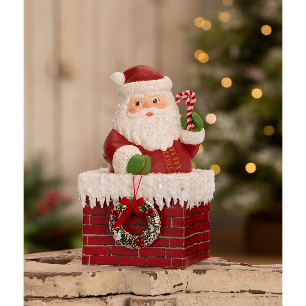 Bethany Lowe Christmas Ho Ho Santa Chimney Container TL3363 - The Primitive Pineapple Collection